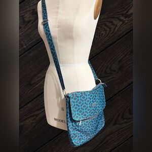 Baggallini Crossbody Hipster Teal Mosaic Lattice Print Adjustable Strap 11x11